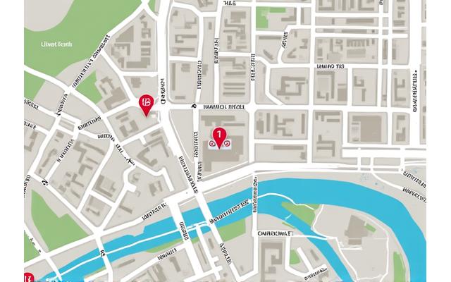 Mapa centrum Krakowa z wyraźnie zaznaczoną lokalizacją Światło Życia przy ulicy Mickiewicza 7.