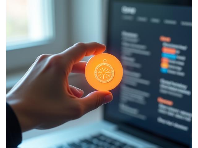 Zbliżenie na dłoń trzymającą ciasteczko z ikoną 'cookies' na tle rozmytego interfejsu przeglądarki internetowej, symbolizujące zarządzanie preferencjami użytkownika.